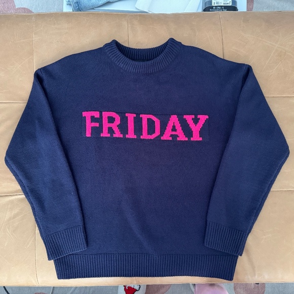 English Factory Sweaters - English Factory FRIDAY Sweater - Size Medium - Navy/Hot Pink